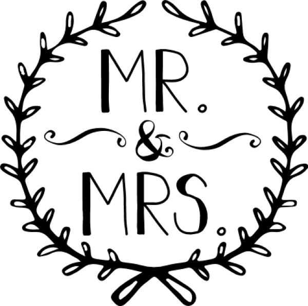 Mr. & Mrs. Floral Wreath PNG Transparent Background