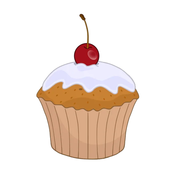 Sweet Cupcake with Cherry PNG Transparent Background