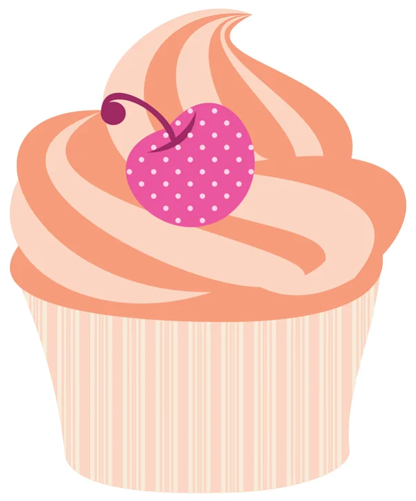 Pink Cupcake with Polka Dot Cherry PNG