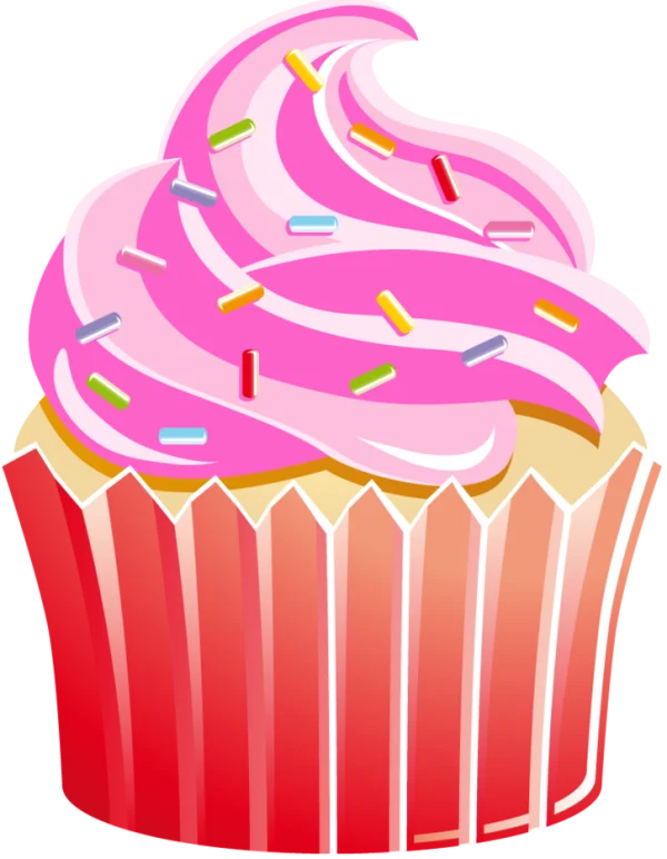 Pink Cupcake with Sprinkles PNG Transparent Background