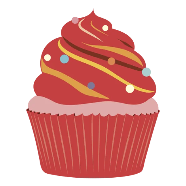 Red Cartoon Cupcake PNG Transparent Background