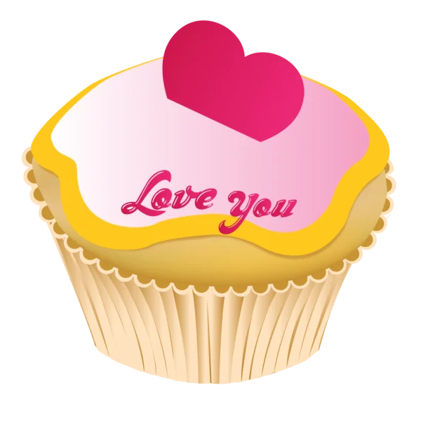 Love You Cupcake PNG with Pink Heart
