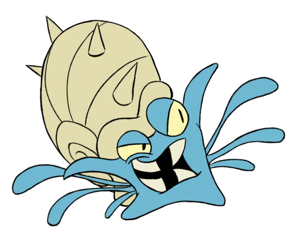 Mischievous Blue Cartoon Snail Character PNG