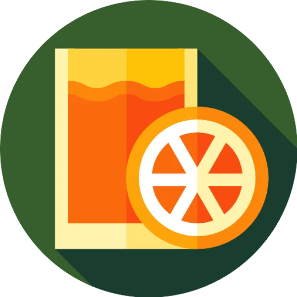 Orange Juice Glass and Slice Icon PNG Transparent