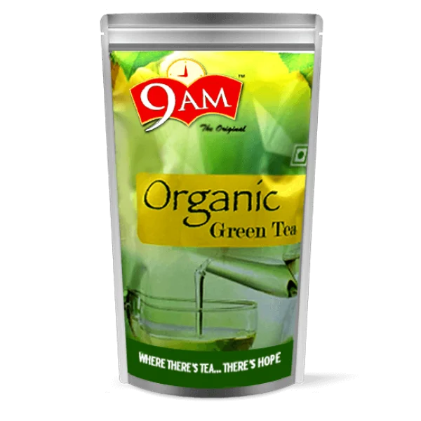 9 AM Organic Green Tea Pouch PNG Transparent Background