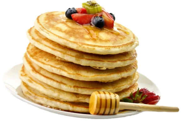 Stack of Pancakes with Berries and Honey PNG
