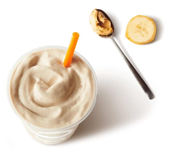 Peanut Butter Banana Smoothie PNG with Ingredients