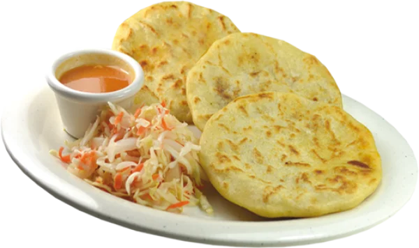 Pupusas with Curtido and Salsa PNG Transparent Background