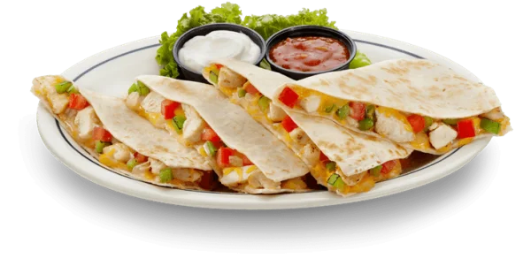 Chicken Quesadilla Plate with Dips PNG