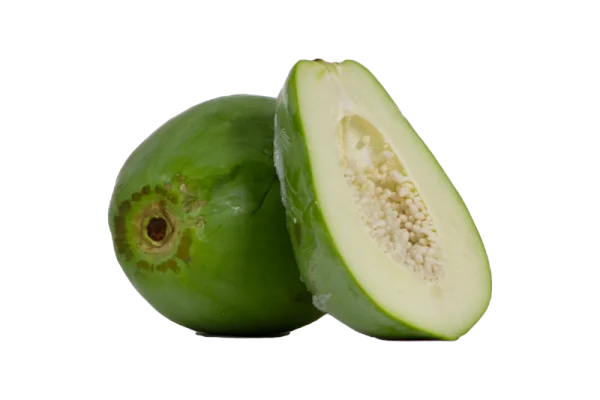 Green Papaya Whole and Half PNG Transparent Background