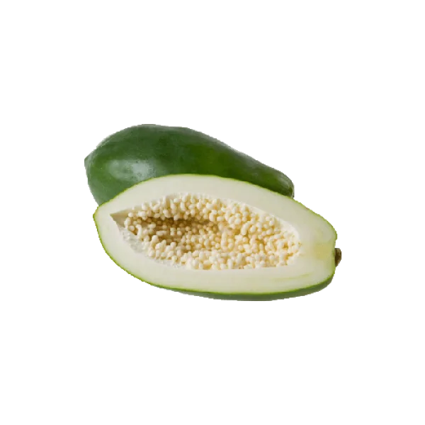 Green Papaya Whole and Half PNG Transparent Background