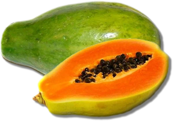 Papaya Fruit Whole and Halved PNG