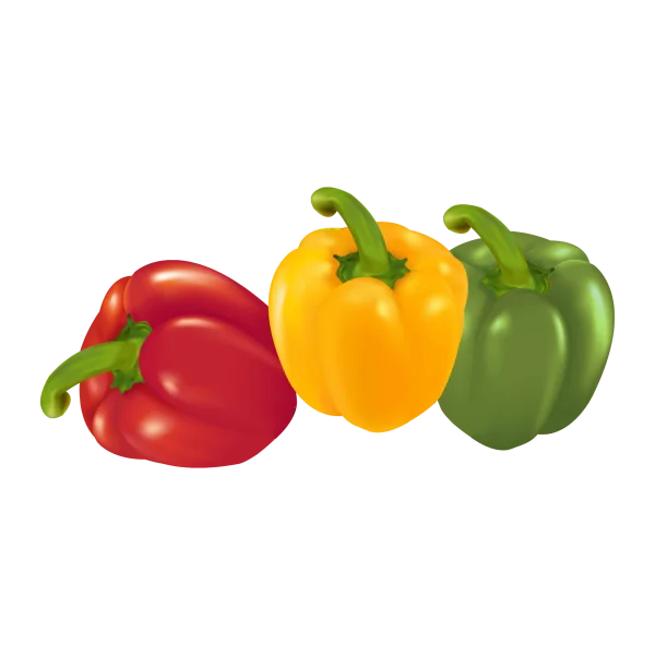 Three Colorful Bell Peppers PNG Transparent Background