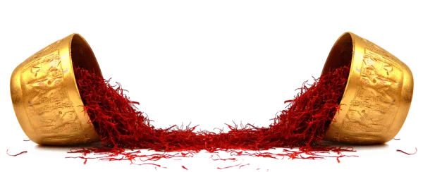 Saffron Spilling from Golden Pots PNG Transparent Background