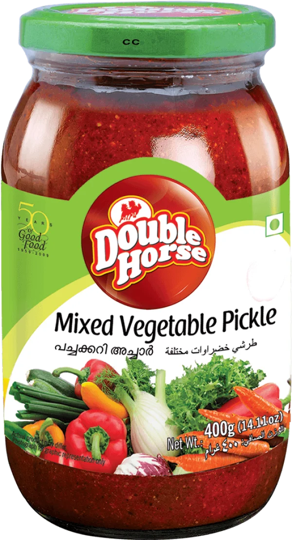 Double Horse Mixed Vegetable Pickle Jar PNG
