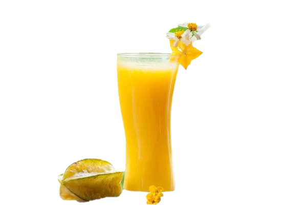 Starfruit Juice Glass with Whole Fruit PNG