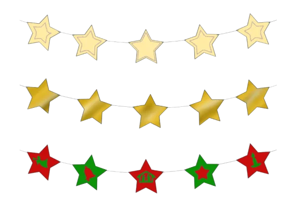 Festive Star Garlands PNG Transparent Background