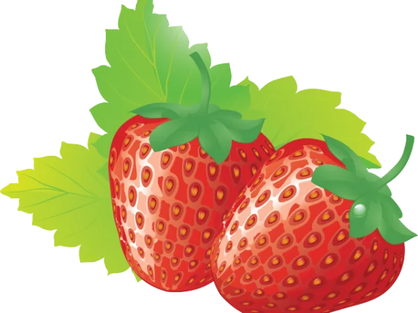 Two Strawberries with Leaves PNG Transparent Background