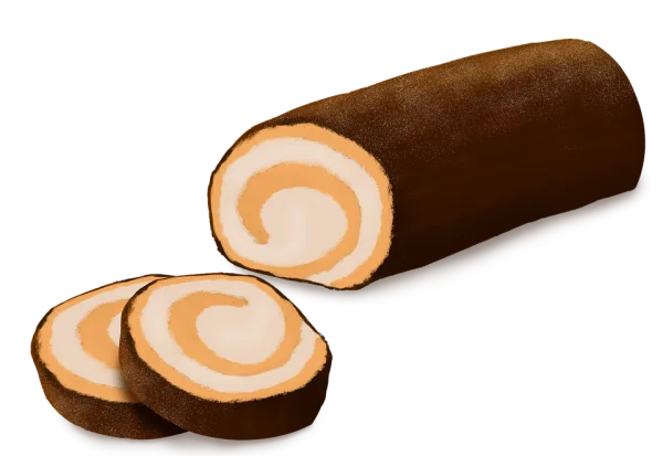 Chocolate Log Cake with Slices PNG Transparent Background