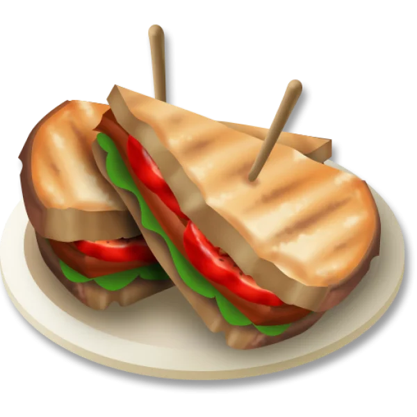 Grilled Sandwich Halves on Plate PNG