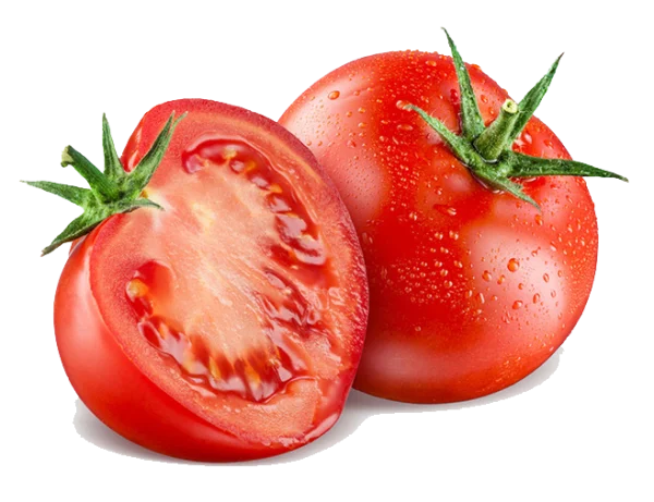 Fresh Red Tomato and Half-Cut Tomato PNG Transparent Background