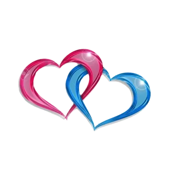 Intertwined Pink and Blue Hearts PNG Transparent Background