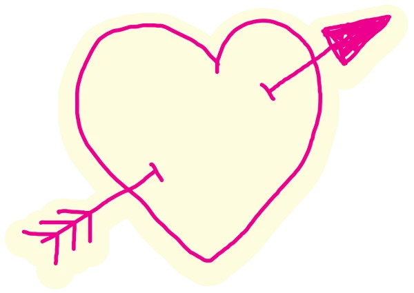 Hand-Drawn Heart with Arrow PNG Transparent Background