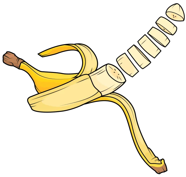 Peeled and Sliced Banana PNG Transparent Background