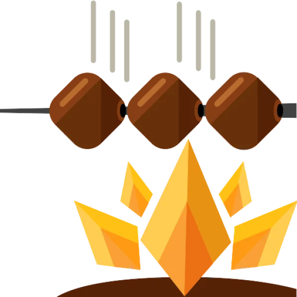 Kebab Grilling Over Fire Icon