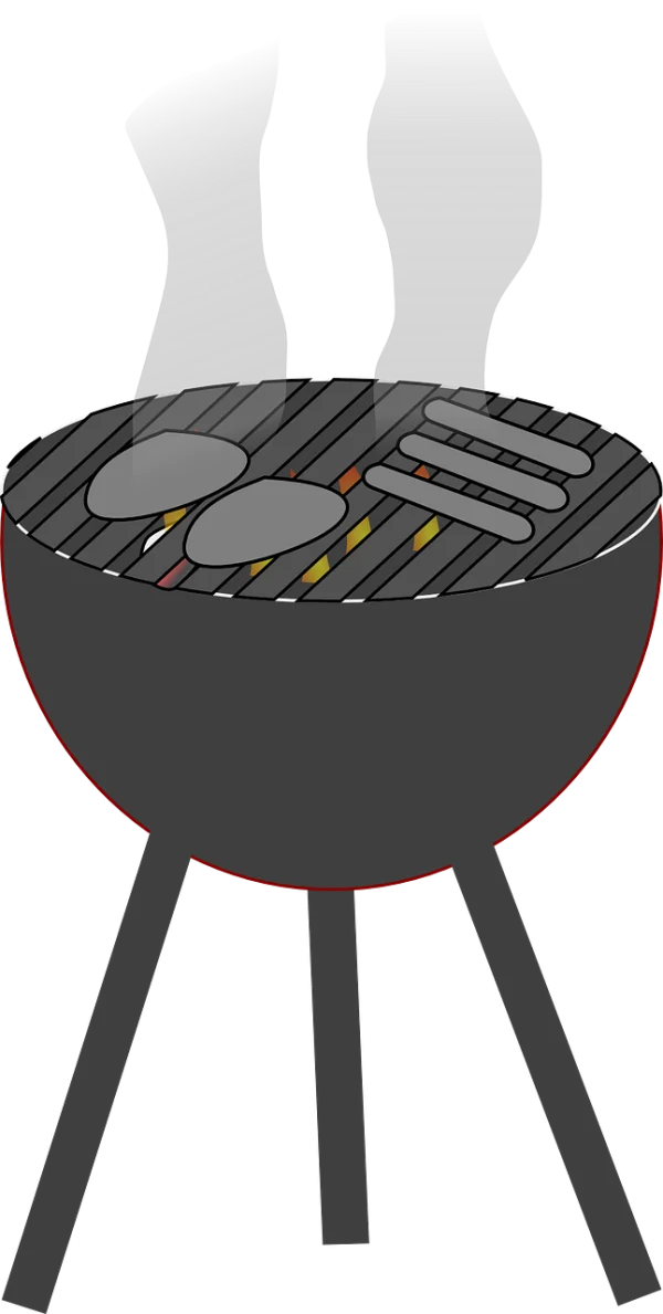 Cartoon Barbecue Grill with Food and Smoke PNG