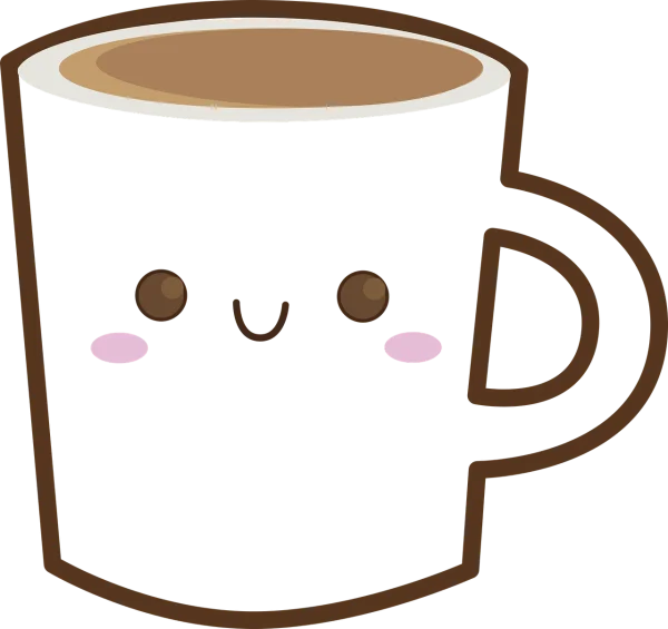 Cute Coffee Mug Kawaii PNG Transparent Background