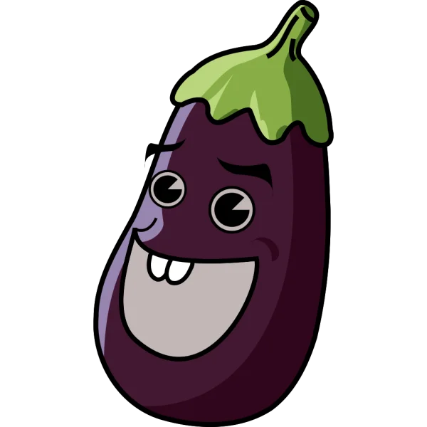 Happy Cartoon Eggplant PNG Transparent Background