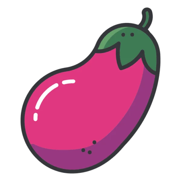 Cartoon Eggplant Icon PNG Transparent Background