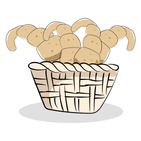 Cartoon Croissants in Basket PNG Transparent