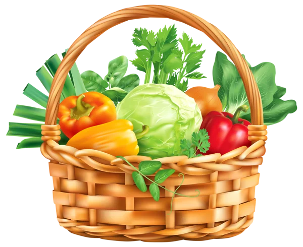 Basket of Fresh Vegetables PNG Transparent Background