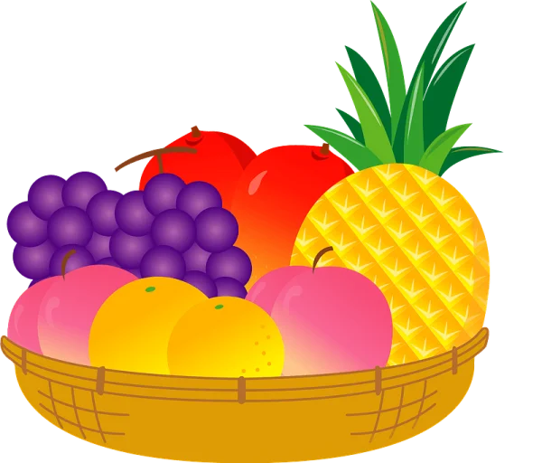 Colorful Fruit Basket PNG Transparent Background