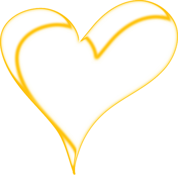 Golden Heart Outline PNG Transparent Background