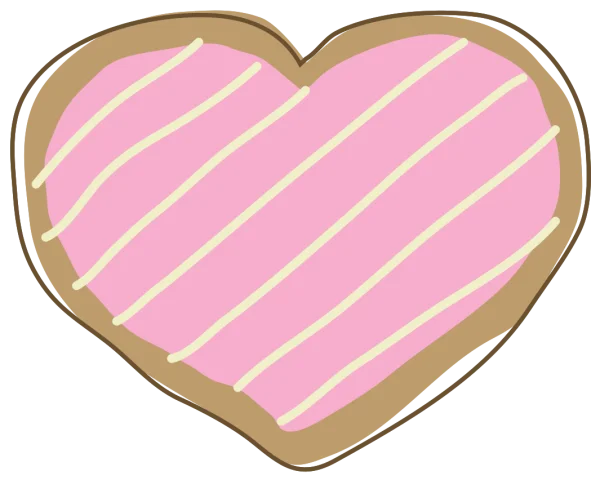 Pink Striped Heart Cookie PNG Transparent Background