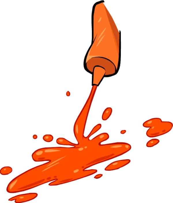 Orange Paint Spill from Tube PNG Transparent Background
