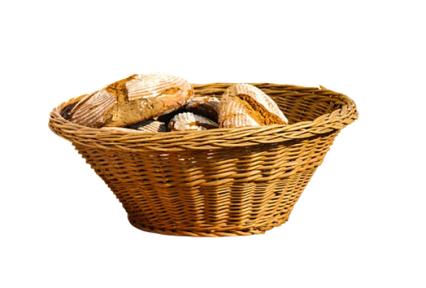 Basket of Fresh Bread PNG Transparent Background