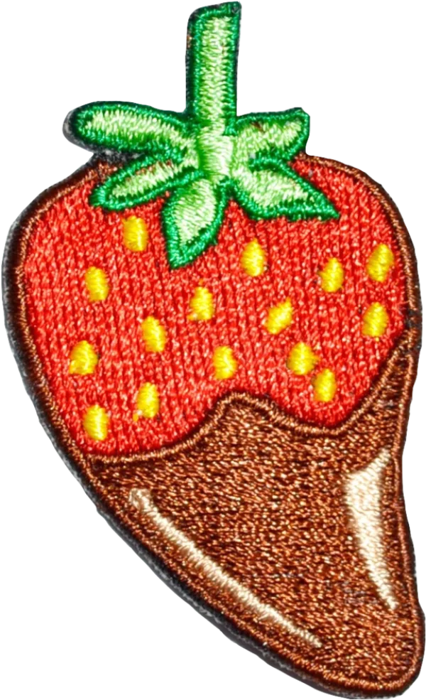 Embroidered Chocolate Dipped Strawberry Patch PNG