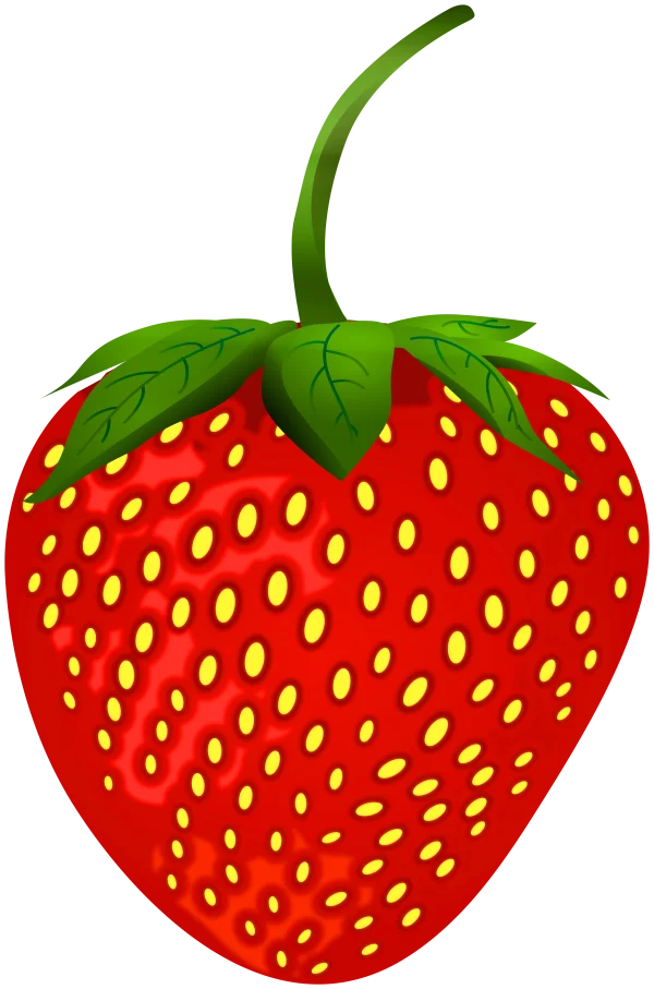 Red Strawberry with Green Stem Transparent PNG