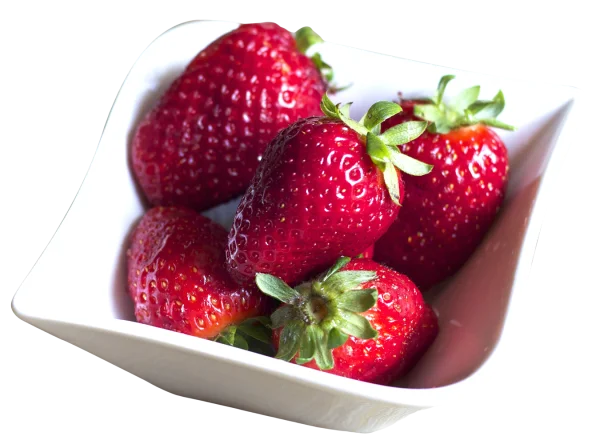 Fresh Strawberries in White Bowl PNG