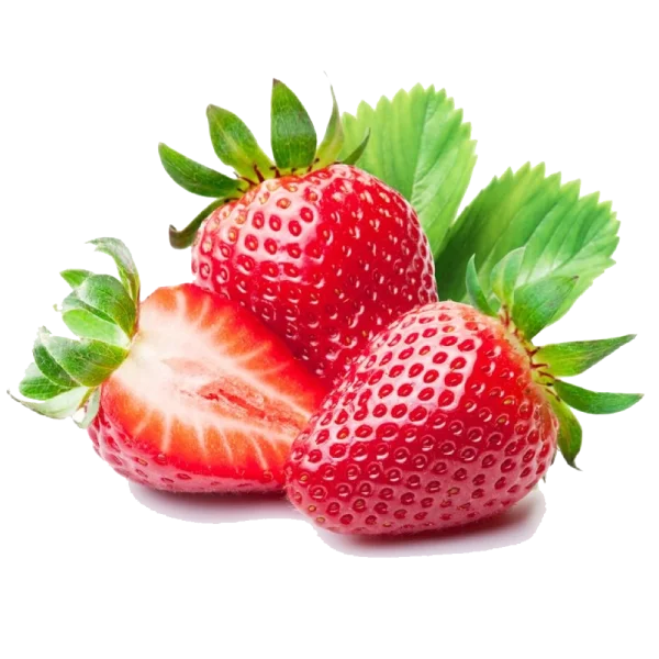 Fresh Strawberries with Leaves PNG Transparent