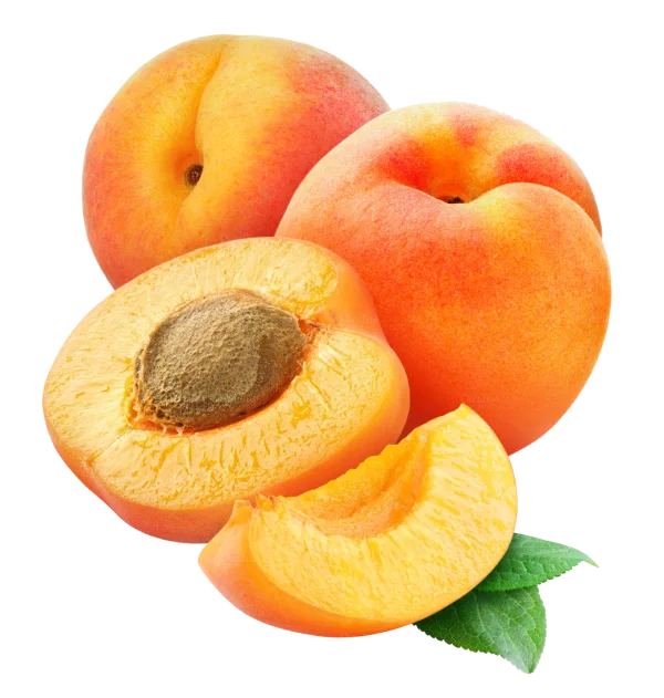 Fresh Whole and Sliced Apricots PNG Transparent Background