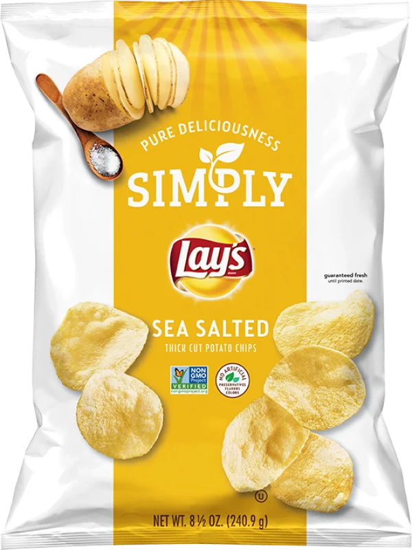 Lay's Simply Sea Salted Thick Cut Potato Chips Bag PNG