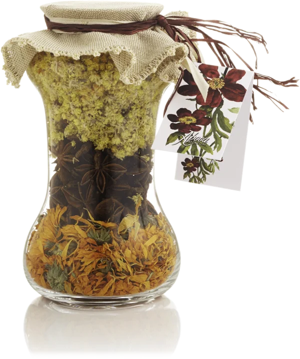 Decorative Glass Jar with Dried Herbs and Spices PNG