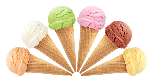 Assorted Ice Cream Cones PNG Transparent Background