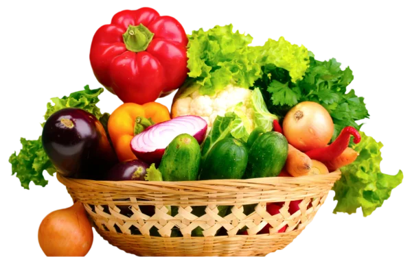 Basket of Fresh Vegetables PNG Transparent Background