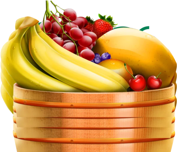 Fresh Fruit Basket PNG Transparent Background
